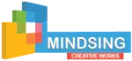 Mind Sing logo. Yellow, green, blue, and red blocks stacked at a 45 degree angle to the viewer.